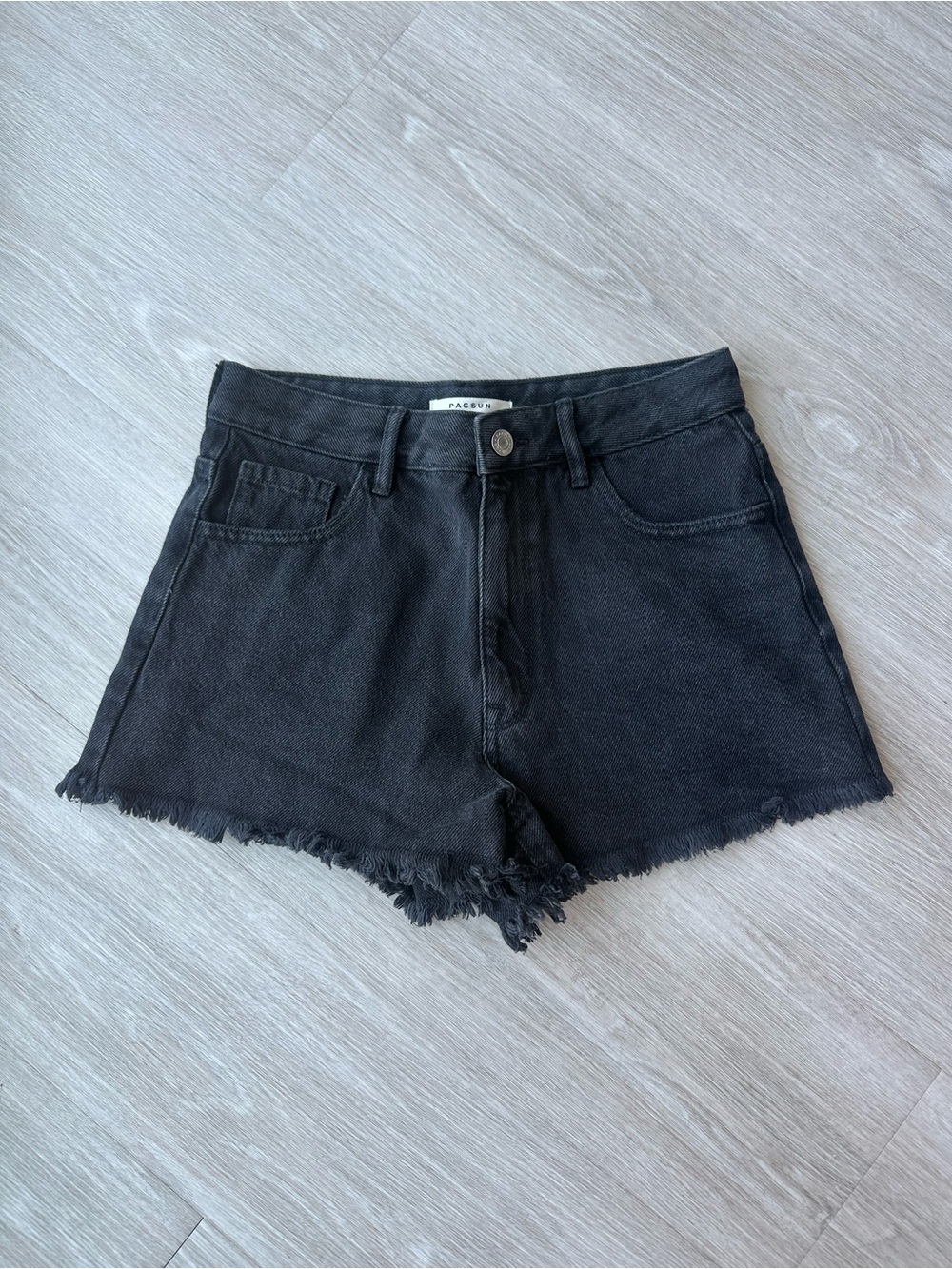 PacSun Black Frayed High-Rise Festival Denim Shorts